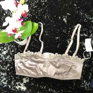Aerie silk blush bralette lingerie lace NWT